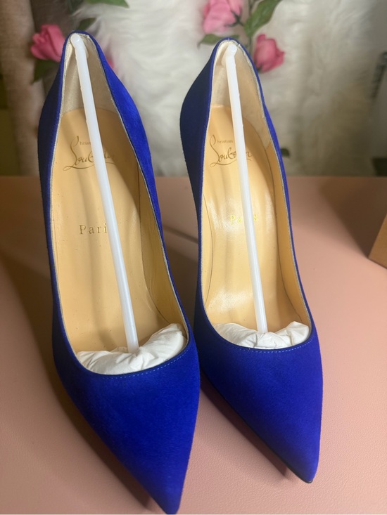 Christian Louboutin Shoes - Christian Louboutin Pigalle Follies 100 Elixir Blue Suede Pump Heels 37.5 Box